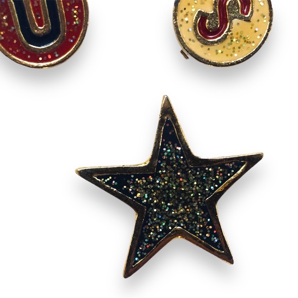 USA Glitter Star Red White Blue Button Covers by Accessory Lady Set of 6 - Picture 4 of 6